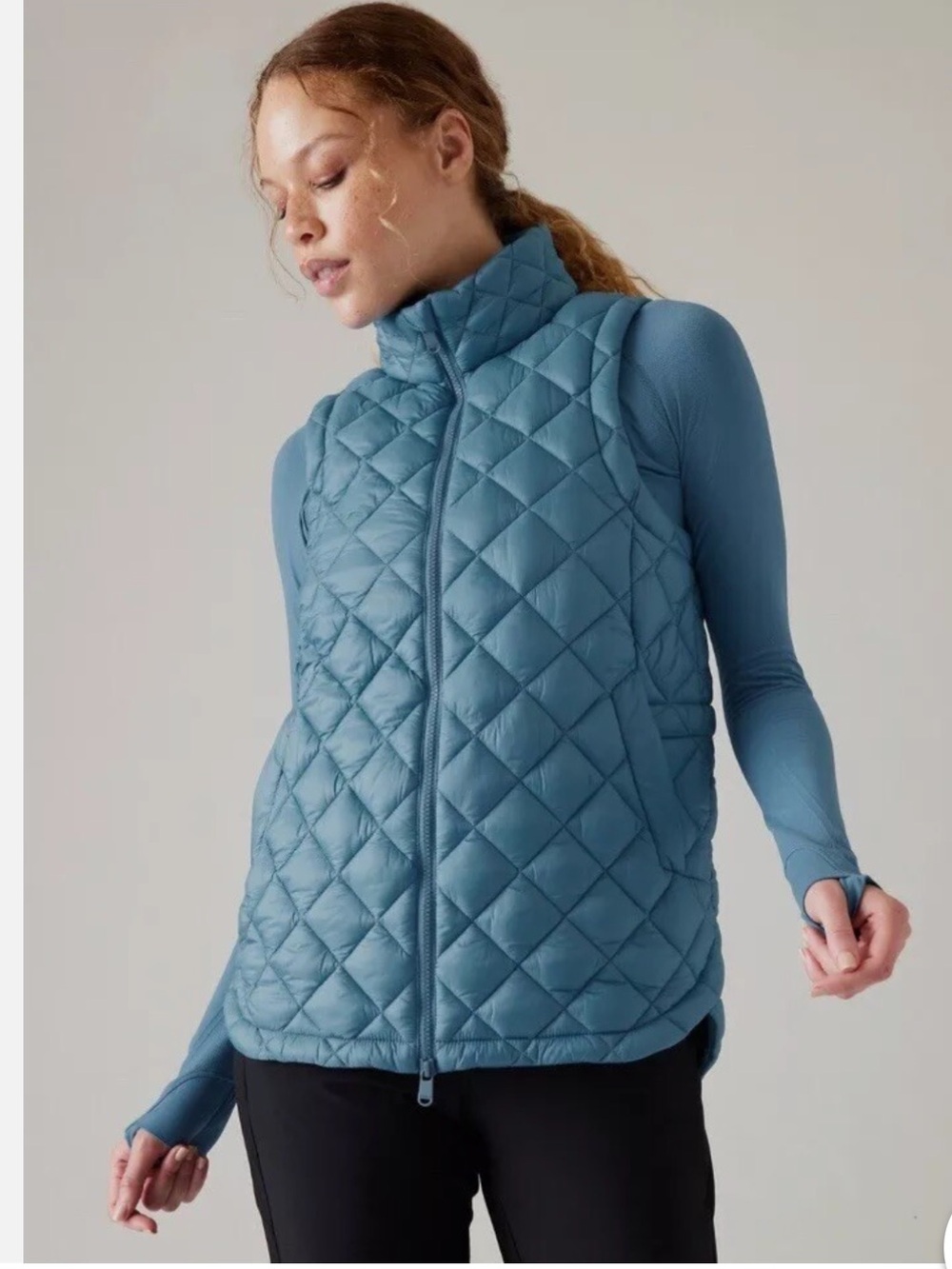 Athleta Whisper Featherless Puffer Vest blue Gorpcore Athleisure Outdoor size L